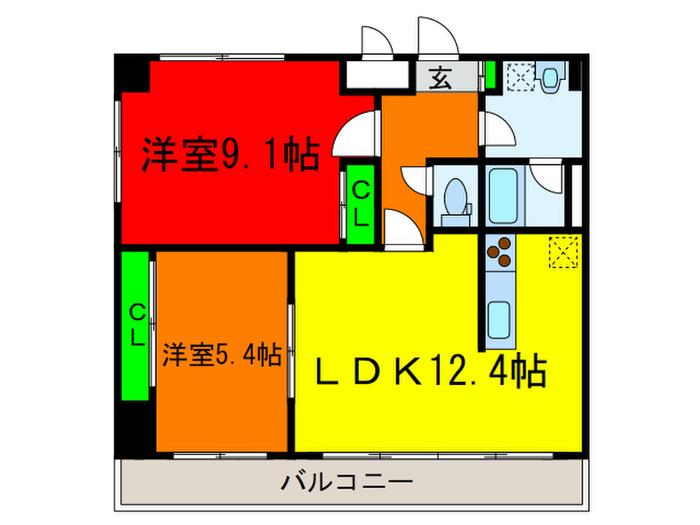サザンクレスト堺東(2LDK/10階)の間取り写真