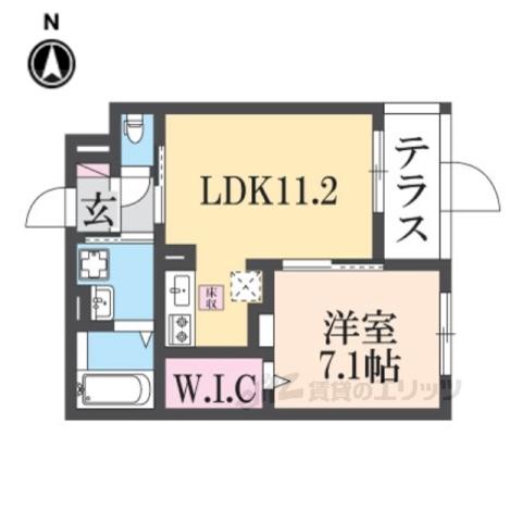 シャルマン唐橋南Ⅱ(1LDK/1階)の間取り写真