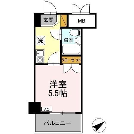 コンフォール小泉(1K/6階)の間取り写真