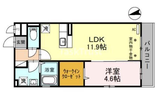 ヴァンベール森小路(1LDK/3階)の間取り写真