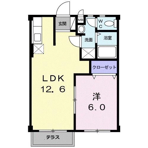 リバーサイドMY(1LDK/1階)の間取り写真