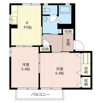フォーレスグリーンB(2DK/1階)の間取り写真