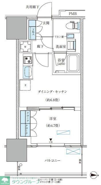 パークアクシス西大島コンフォートスクエア(1DK/9階)の間取り写真