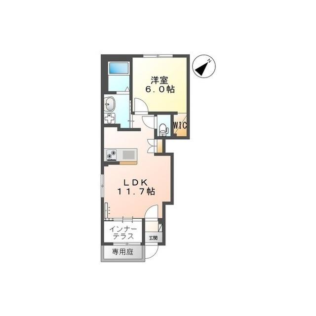 フォレストガーデン(1LDK/1階)の間取り写真
