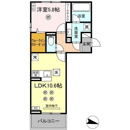D-RESENA大橋I(1LDK/1階)の間取り写真