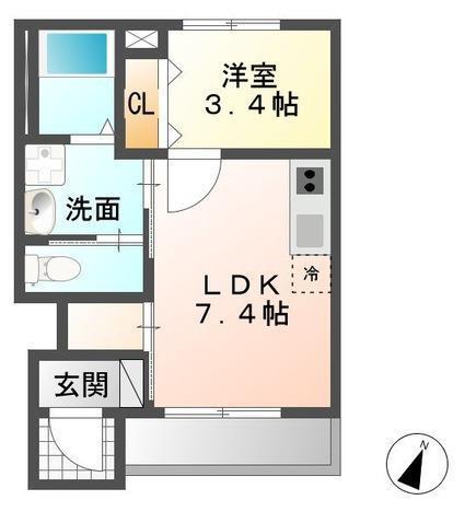 プルメリア(1LDK/1階)の間取り写真