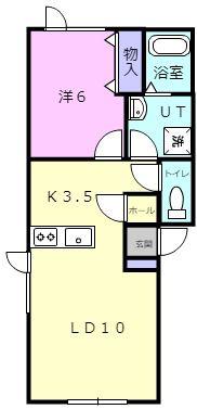 ニューベルゲン(1LDK/1階)の間取り写真