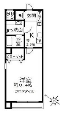 あい蘭道八番館(1K/3階)の間取り写真
