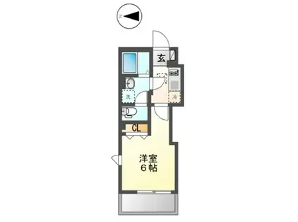 ジグオー・パークウエスト(1K/1階)の間取り写真