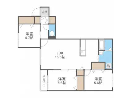 RIVIER発寒(3LDK/4階)の間取り写真