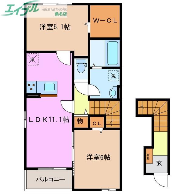 プライム プラム(2LDK/2階)の間取り写真
