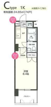 NO70 HARBOR サウス TOWER(1K/8階)の間取り写真