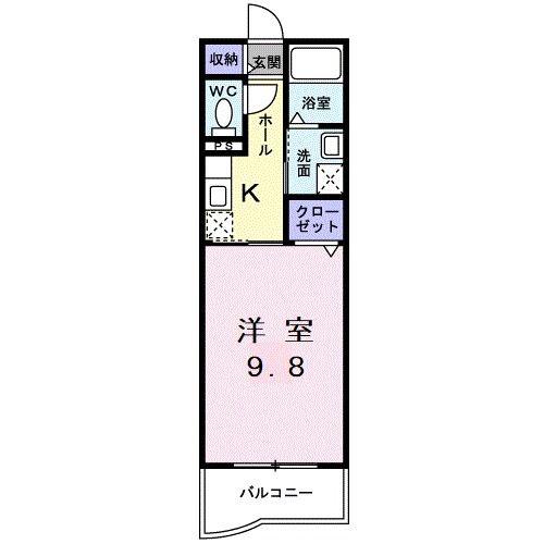 オルニエール(1K/2階)の間取り写真