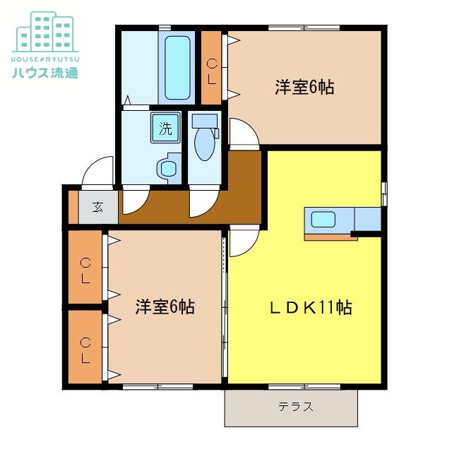 ドエル池の内(2LDK/1階)の間取り写真