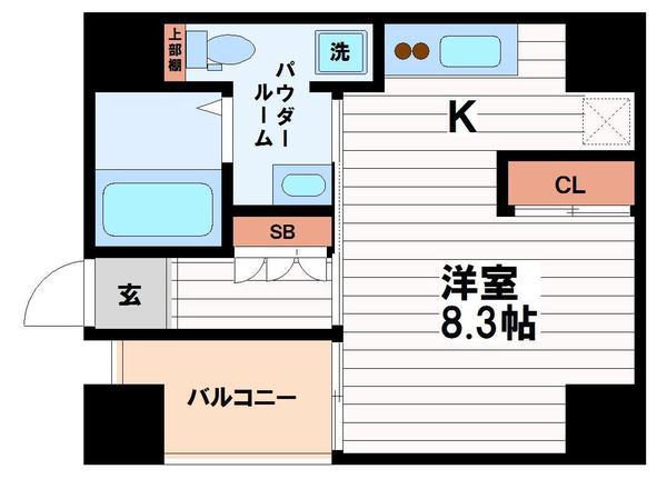 GRANDSTEADY徳井町(ワンルーム/12階)の間取り写真