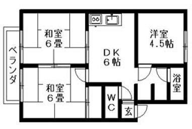 シティハイツふじA(3DK/1階)の間取り写真