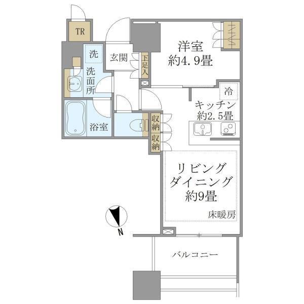 白金ザ・スカイ東棟(1LDK/17階)の間取り写真