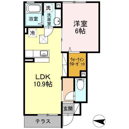セレーノ(1LDK/1階)の間取り写真