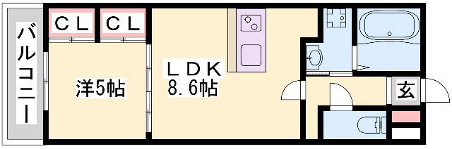 MISTRAL龍野町(1LDK/1階)の間取り写真