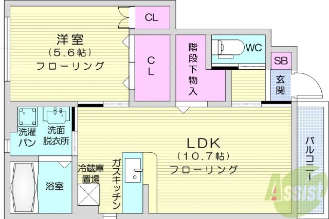 アゼリア(1LDK/1階)の間取り写真