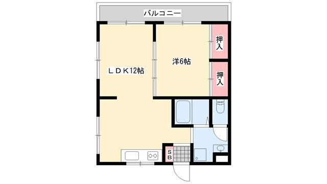 ロイヤルメゾン白浜(1LDK/2階)の間取り写真