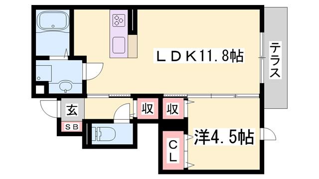 サニーDハウス芝町イースト(1LDK/1階)の間取り写真