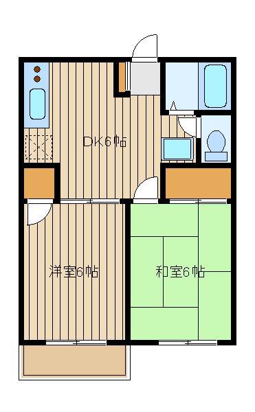 アゼリアコートN(2DK/1階)の間取り写真