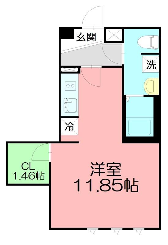 ミッドタウンプレイス(ワンルーム/2階)の間取り写真