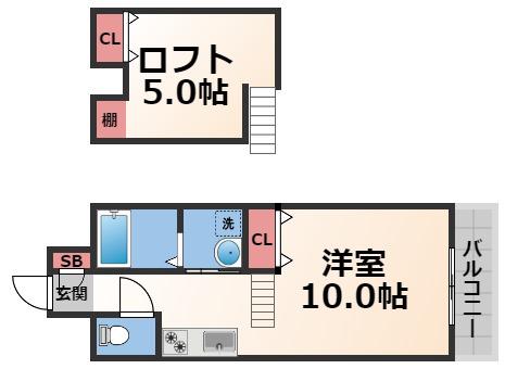 ヴェールカステージュ 深江北(ワンルーム/7階)の間取り写真