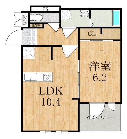 ラヴィエールII(1LDK/1階)の間取り写真