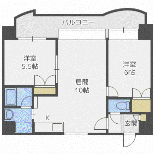 アーバンハイツ月寒東(2LDK/3階)の間取り写真