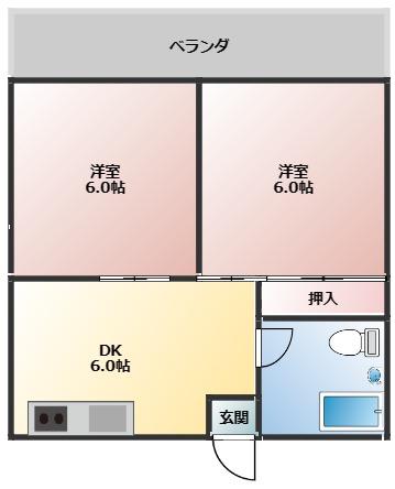 てだこヒルズ(2DK/3階)の間取り写真