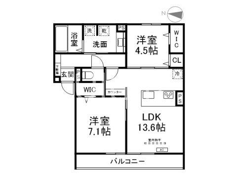 GRAMM桃山筑前(2LDK/3階)の間取り写真