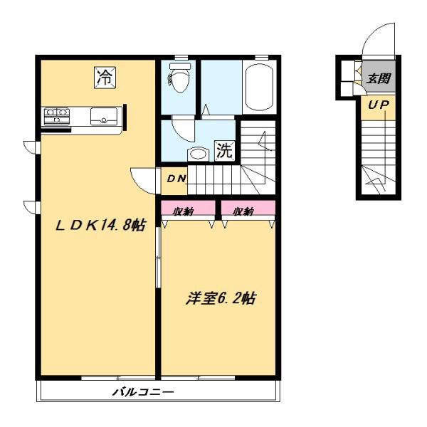 グリーンハウス(1LDK/2階)の間取り写真