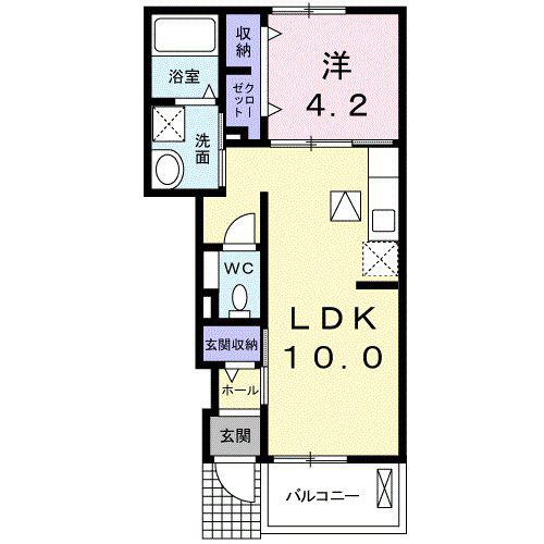 モンスゥリール II(1LDK/1階)の間取り写真