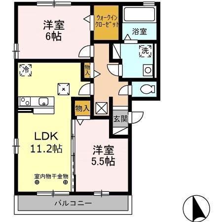 サニーコート A棟(2LDK/1階)の間取り写真