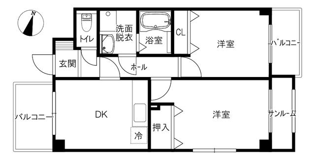 エクセルコートJOY(2DK/4階)の間取り写真