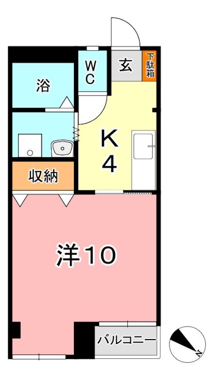 オアシス六番館(1K/2階)の間取り写真