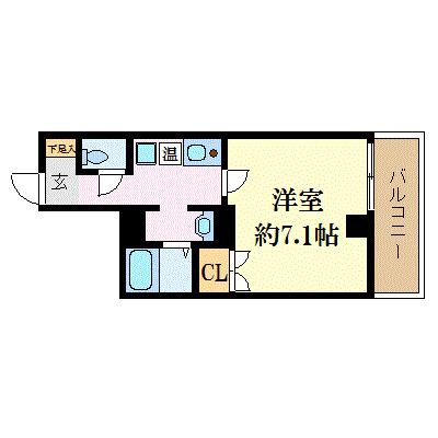 IF城北(1K/1階)の間取り写真