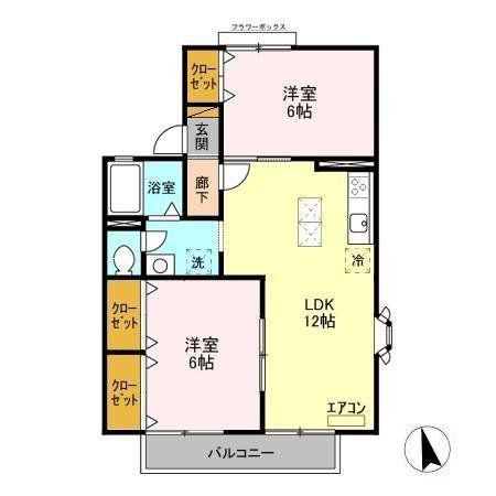 カーサみつわ台D(2LDK/1階)の間取り写真