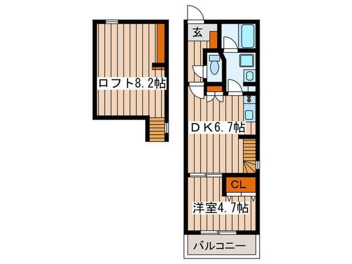 ZECCA新瑞橋(1DK/2階)の間取り写真