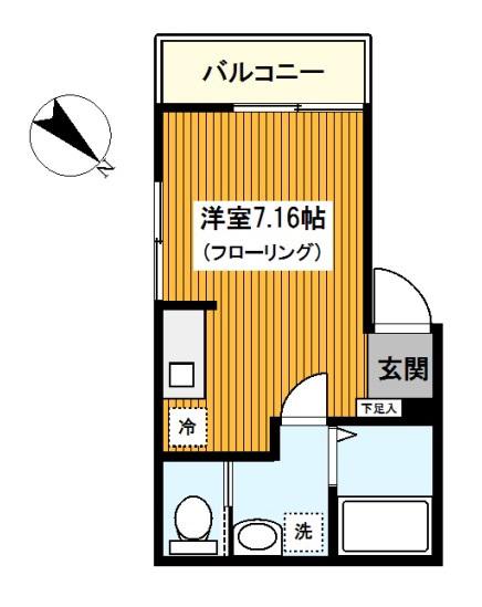 サンビレイ9(ワンルーム/1階)の間取り写真