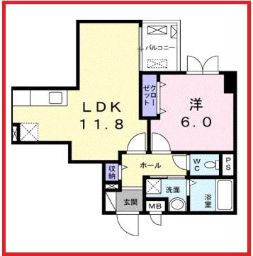 ヘリオスブルグ(1LDK/2階)の間取り写真