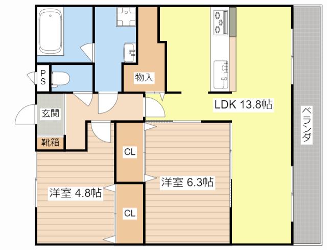 メゾン小西梅影III(2LDK/1階)の間取り写真