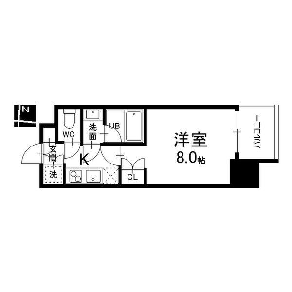 シエルブルー栄(1K/9階)の間取り写真