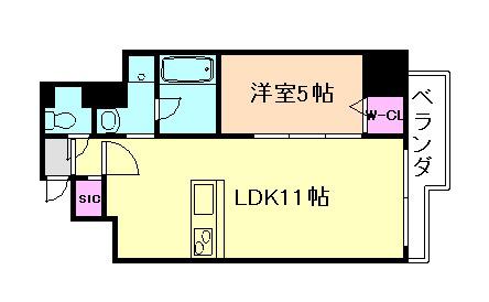 フェルザ福島(1LDK/14階)の間取り写真
