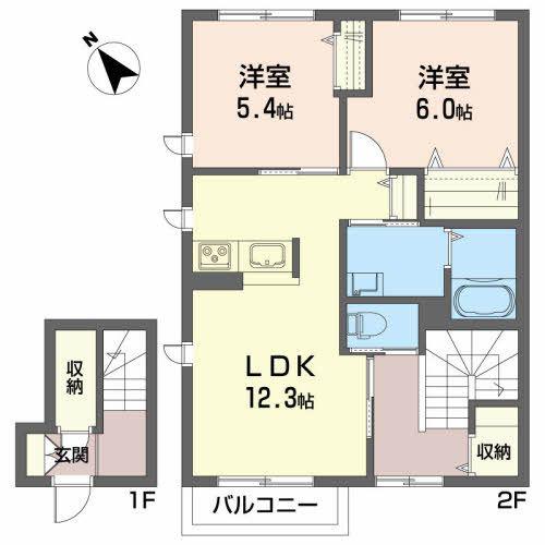 シャーメゾン菅谷台VII(2LDK/2階)の間取り写真