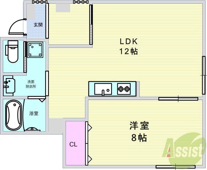 クレハマンション(1LDK/1階)の間取り写真