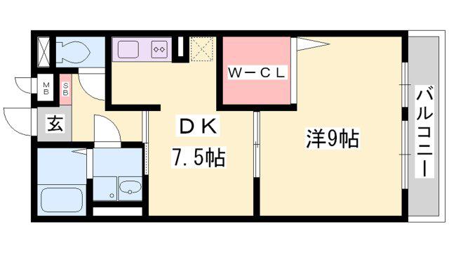 サンテ・レザンジュ B棟(1DK/1階)の間取り写真