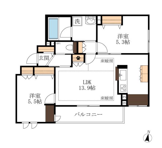 ANNEX R(2LDK/3階)の間取り写真